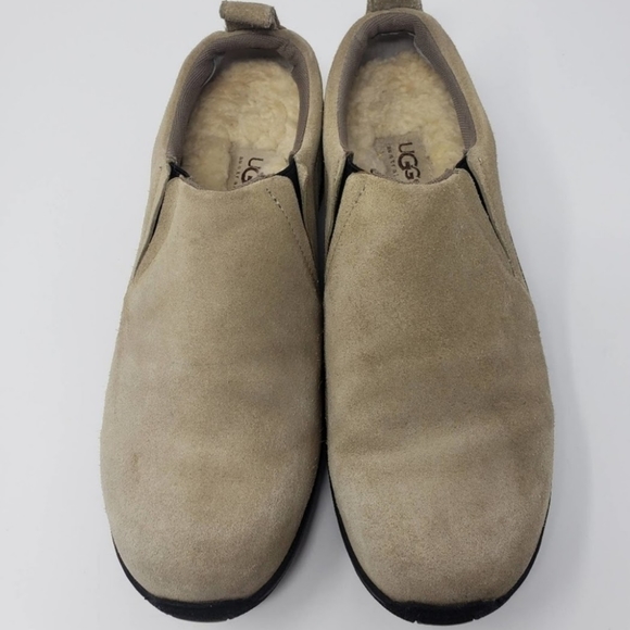 UGG AUSTRALIA Brown Tan Suede Shearling Slip On Shoes Womens Size 9 - Picture 4 of 7